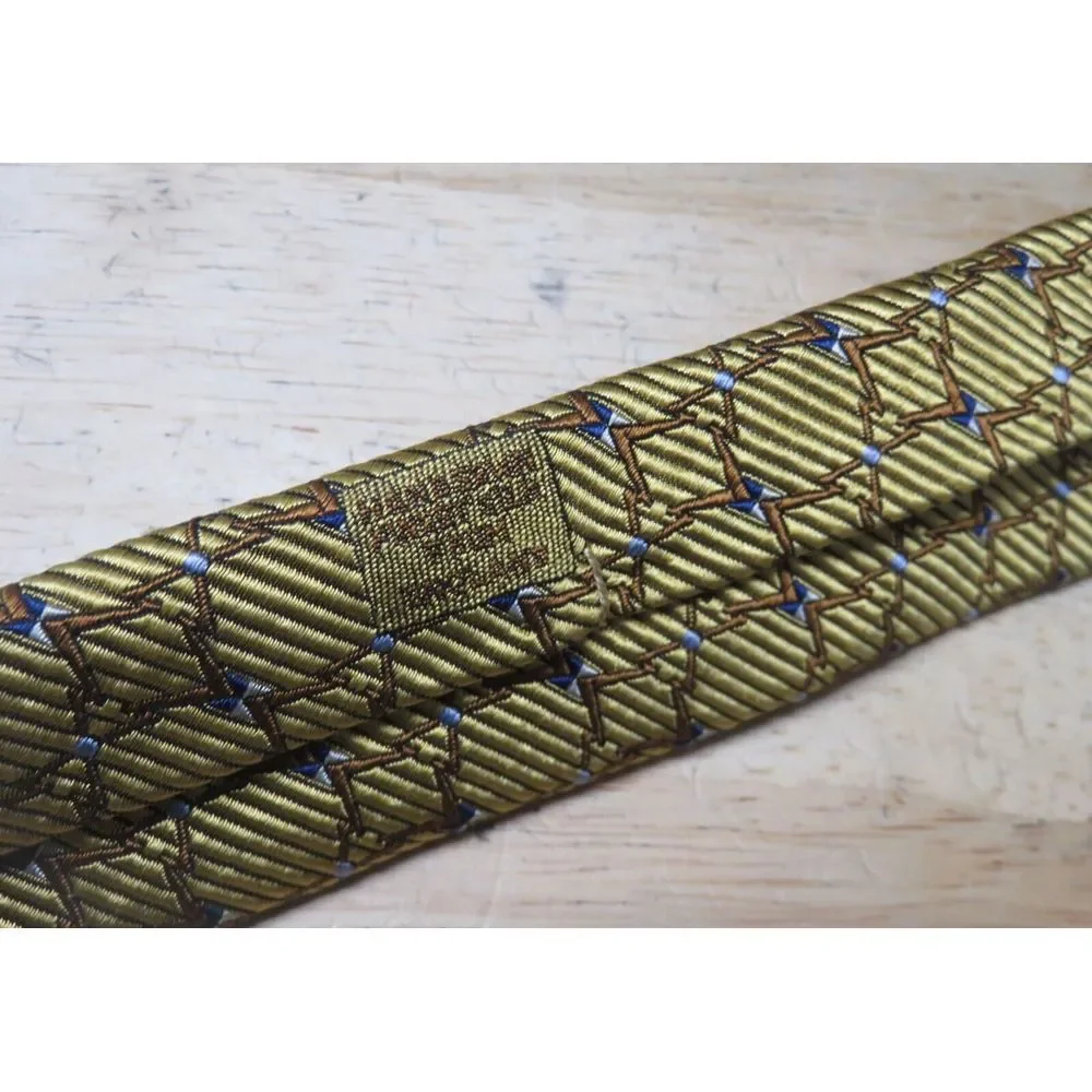 ROBERT TALBOTT SEVEN FOLD Silk Luxury Necktie Gold Yellow Geometric 5/40 Limited